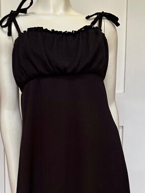 H&M Divided - NWT Babydoll Mini Summer Dress, M BLACK Strappy Shoulder Ties NEW!